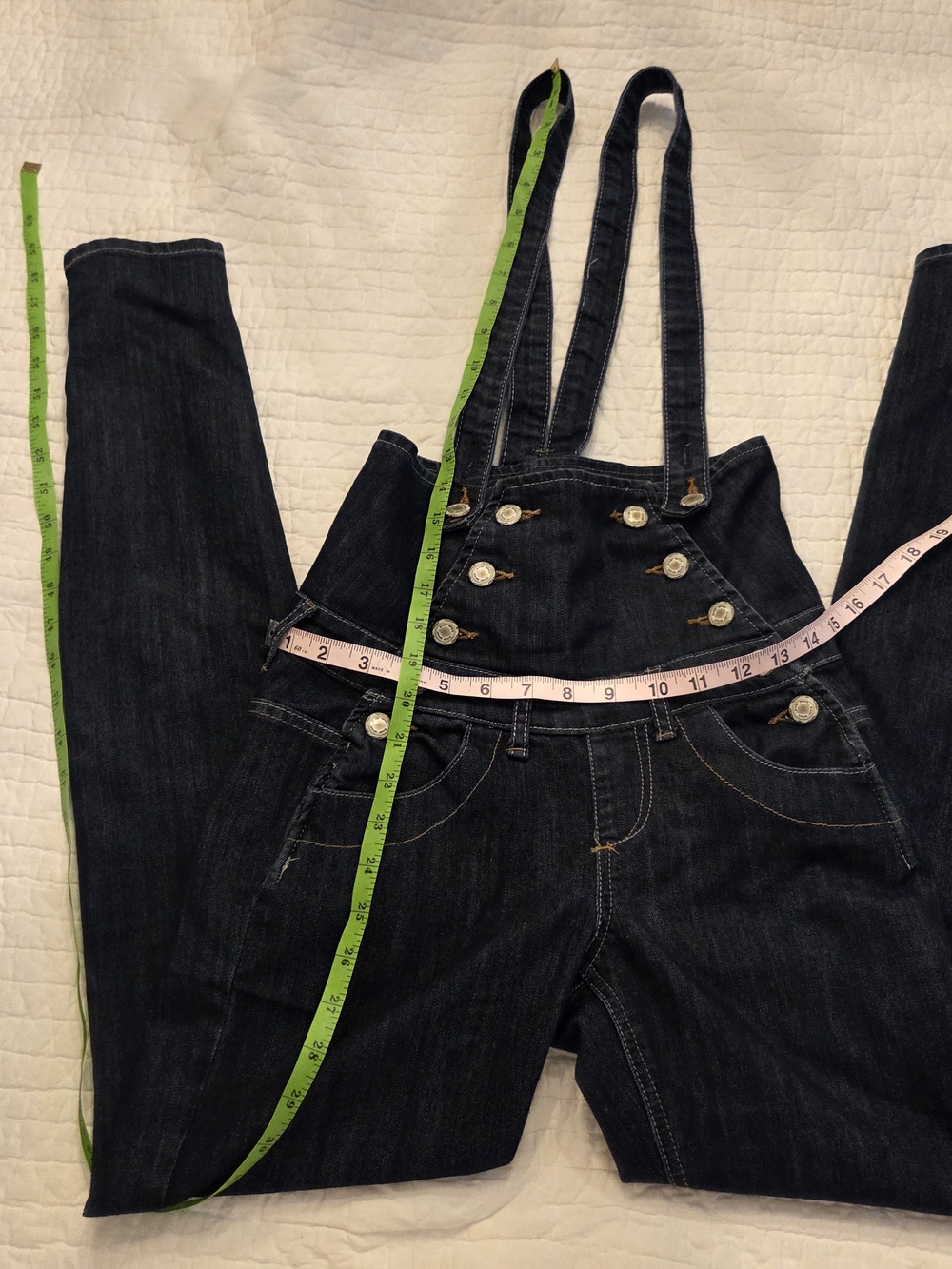 Almost Famous Black Denim Overall Jeans with Button Detail - Picture 7 of 11